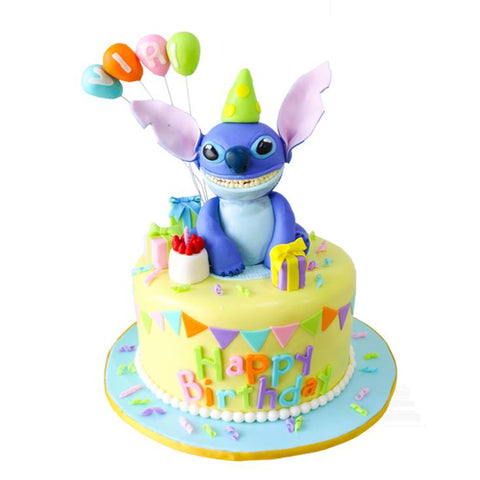 Stitch Party - Pastel con figura de Stitch en fondant -