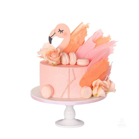 My sweet flamingo, pastel para cumpleaños con macarrones