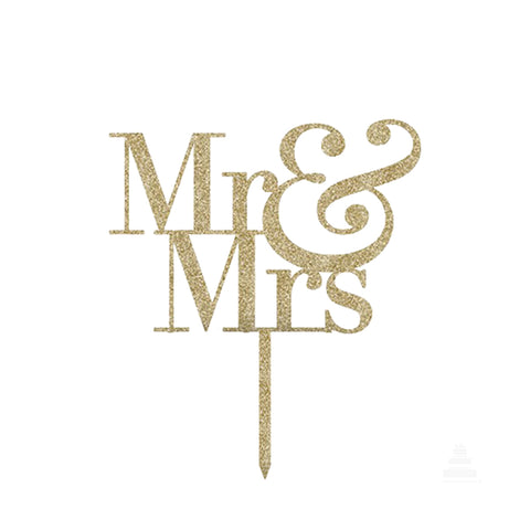 MR & MRS Cake Topper, cake topper dorado de acrilico para bodas