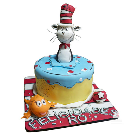 Cat in Hat, pastel decorado del Gato Ensombrerado de Dr. Seuss