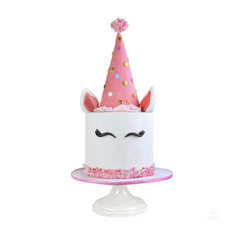 Unicorn Party, pastel decorado con gorrito de fiesta