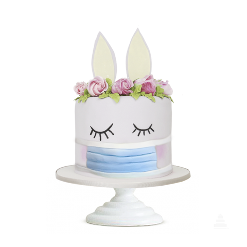 Sweet Bunny masks, pastel de cumpleaños con cubrebocas