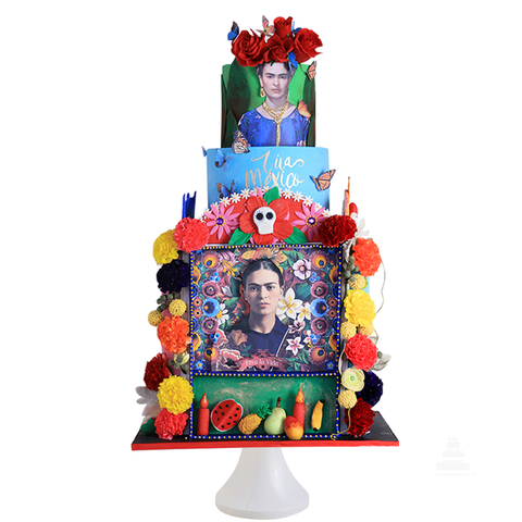 Viva Frida, pastel de 4 pisos con decoración mexicana