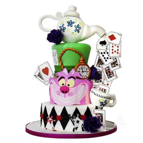 Alice World Cake, pastel de Alicia con tetera