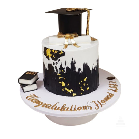 Golden Leaf Graduation Cake, pastel para graduado