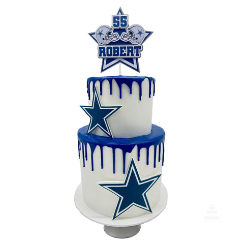 Dallas Cowboys Cake, pastel decorado de dos pisos personalizado Dallas Cowboys