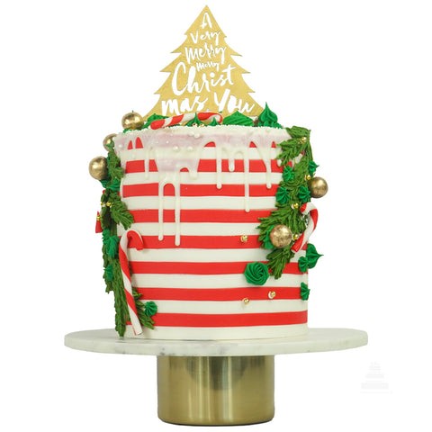 Sweet Christmas Stripes Cake, pastel de decoraciones navideñas