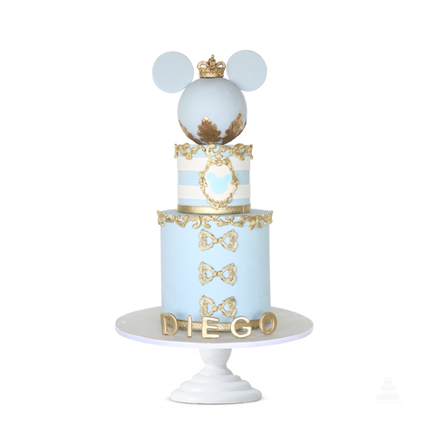 Love Mickey Mouse, pastel decorado de fondant color azul