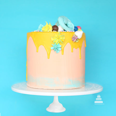 Valentine Yellow Drip Cake