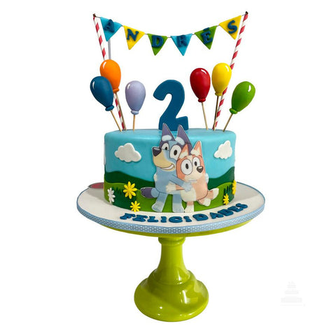 Pastel de Bluey y Globos - Bluey and Balloons Cake