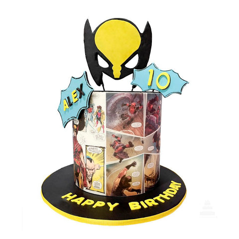 Pastel Cómic Wolverine y Deadpool, Wolverine and Deadpool Comic Cake