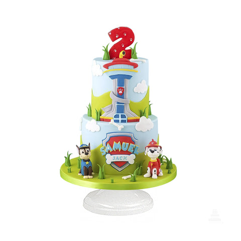 Paw Patrol Cake, pastel decorado divertido en pisos para cumple