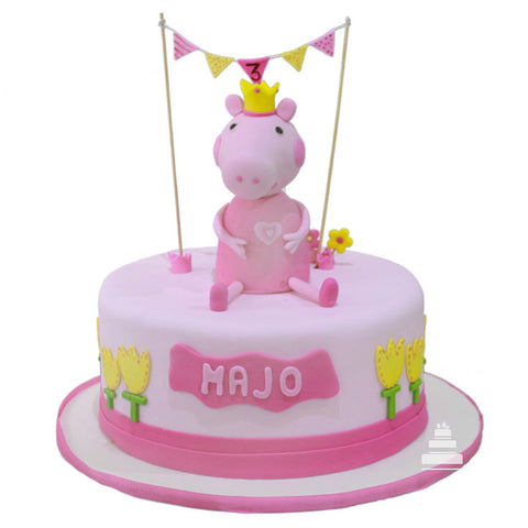 Peppa Pig Princess, pastel decorado de fondant de Peppa