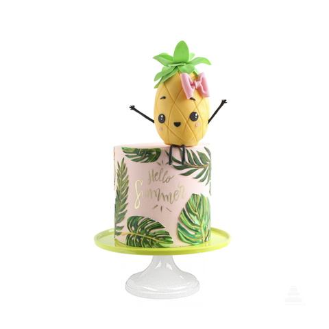 Pineapple Cake, pastel decorado con figura de piña en fondant 3D