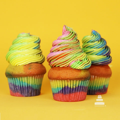 Rainbow Cupcakes, docena de cupcakes arcoíris