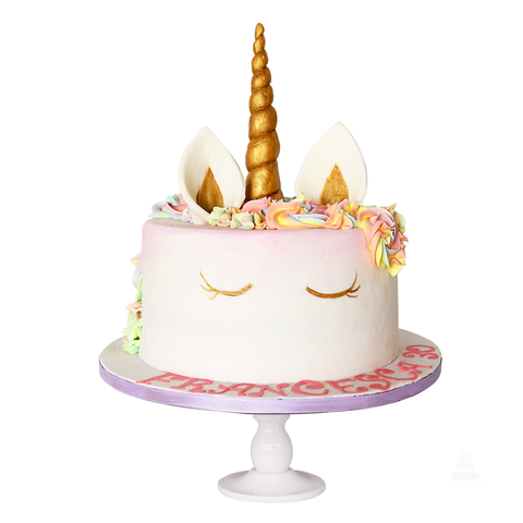 My Unicorn Cake, pastel de unicornio con decoración en color dorado