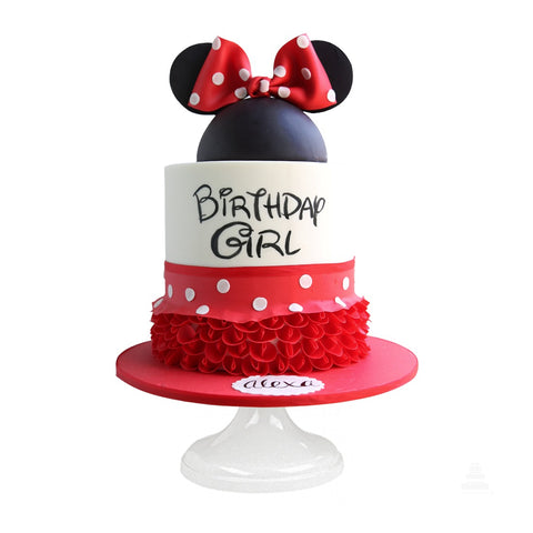 Minnie Cake, Pastel de Minnie Mouse rojo con negro